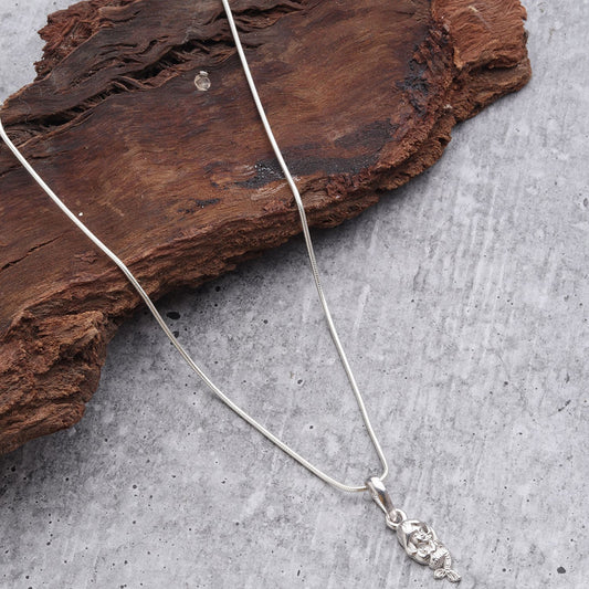 Akshat Sapphire Sterling Silver (92.5% purity) ambitious and Stylish divine Mermaid Chain Pendant  (Pendant with Curb Chain-22 inches) for Men & Women Pure Silver Fashionable and gorgeous Mermaid Chain Locket for Happiness and joy
