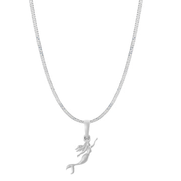 Akshat Sapphire Sterling Silver (92.5% purity) ambitious and Stylish divine Mermaid Chain Pendant  (Pendant with Curb Chain-22 inches) for Men & Women Pure Silver Fashionable and gorgeous Mermaid Chain Locket for Happiness and joy