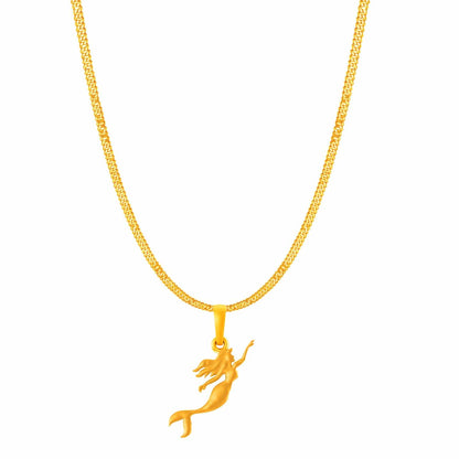 22KT Gold Plated Silver (92.5% Purity) Pure Silver ambitious and Stylish divine Mermaid Chain Pendant (Locket with Curb Chain-22 inches) for Men
