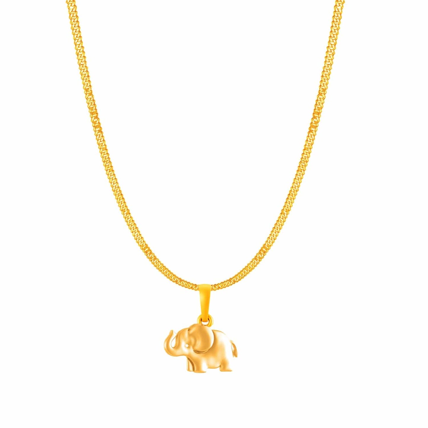 22KT Gold Plated Silver (92.5% Purity) Pure Silver Strength Symbolic Elephant Chain Pendant (Locket with Curb Chain-22 inches) for Men & Women