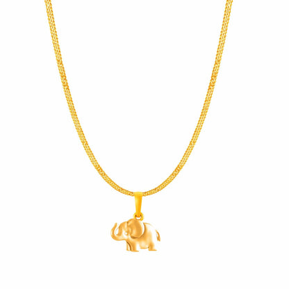 22KT Gold Plated Silver (92.5% Purity) Pure Silver Strength Symbolic Elephant Chain Pendant (Locket with Curb Chain-22 inches) for Men & Women