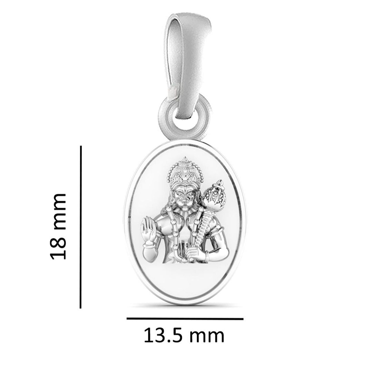 God Hanuman Chain Pendant (Pendant with Curb Chain- 22 inches) for Men & Women Pure Silver Lord bajrang bali Chain Locket for Good Health & Wealth