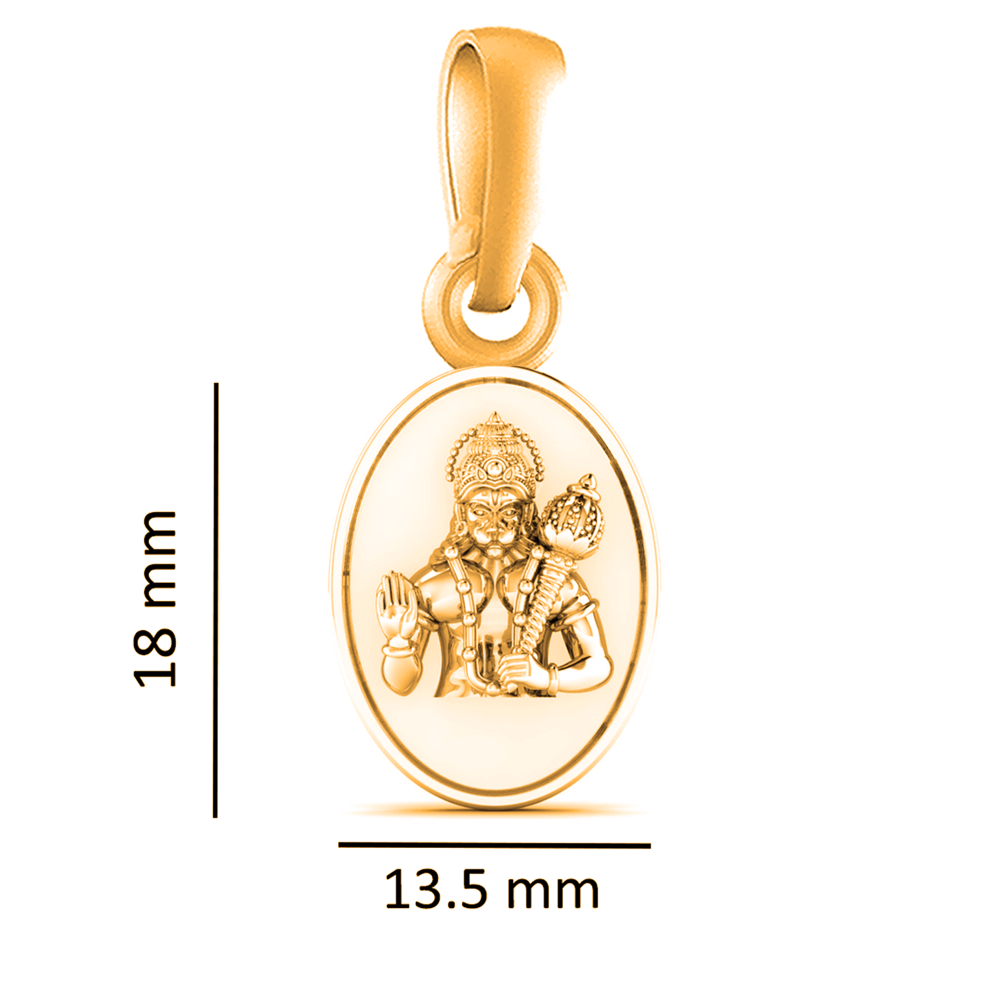 22KT Gold Plated God Hanuman/Bajrang Bali Chain Pendant (Locket with Curb Chain- 22 inches) for Men & Women