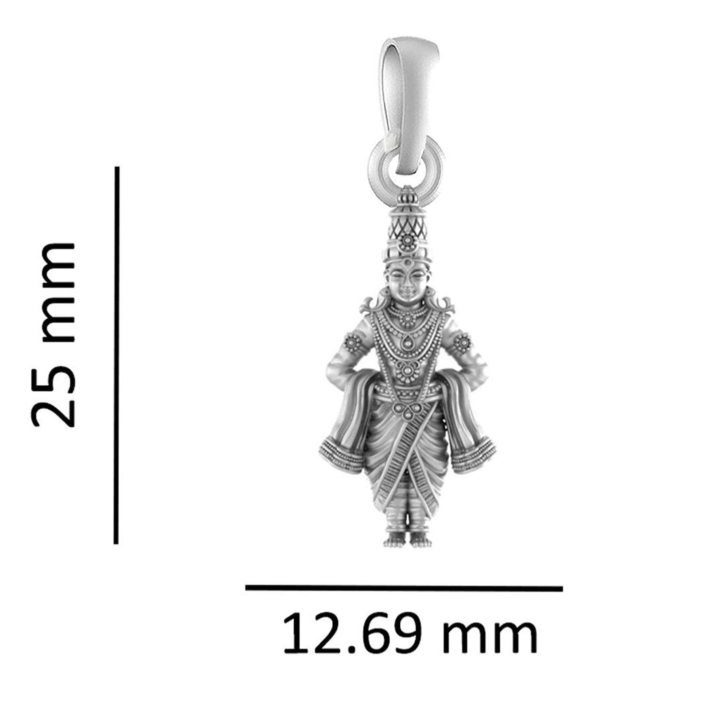 Akshat Sapphire Sterling Silver (92.5% purity) God Vitthal Chain Pendant (Pendant with Curb Chain-22 inches) for Men & Women Pure Silver Lord Vitthal Chain Locket for Good Health & Wealth