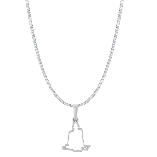 Akshat Sapphire Sterling Silver (92.5% purity) Spiritual Swami Samarth Chain Pendant (Pendant with Curb Chain-22 inches) for Men and women Pure Silver religious Swami of Akkalkot Swami Smarth Chain Locket for Good Luck, Health & Wealth