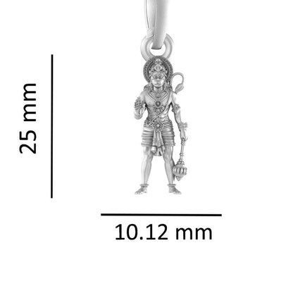 God Hanuman Chain Pendant (Pendant with Curb Chain- 22 inches) for Men & Women Pure Silver Lord bajrang bali Chain Locket for Good Health & Wealth