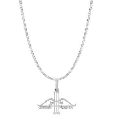 Akshat Sapphire Sterling Silver (92.5% purity) God Baba Khatu Shyam Chain Pendant (Pendant with Curb Chain- 22 inches) for Men & Women Pure Silver Lord Baba Khatu Shyam Chain Locket for Good Health & Wealth