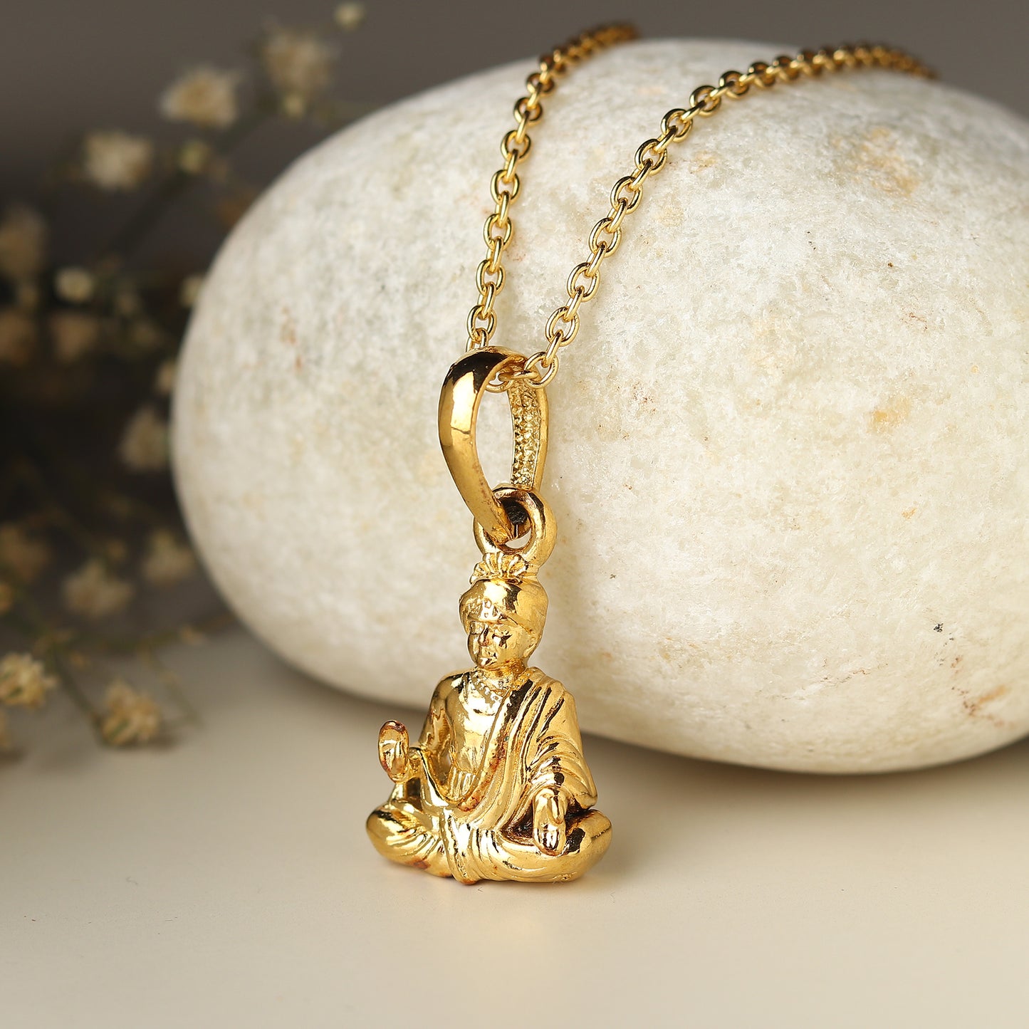 22KT Gold Plated Sterling Silver (92.5% Purity) Pure Silver God Swaminarayan Chain Pendant (Locket with Curb Chain-22 inches) for Men & Women