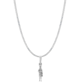 Akshat Sapphire Sterling Silver (92.5% purity) God Swaminarayan Chain Pendant (Pendant with Curb Chain-22 inches) for Men & Women Pure Silver Swaminarayan Chain Locket for Good Health & Wealth