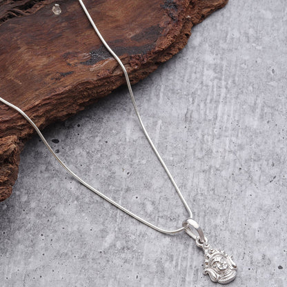 God Durga Maa Pure Silver 92.5% purity Chain pendant by Durga Maa Pendant (Pendant with Curb Chain-22 inches)