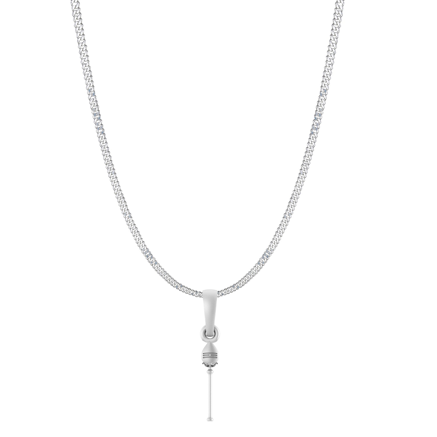 Spiritual Vel Pandel Pure Silver 92.5% purity Chain pendant by Akshat Sapphire Vel Pandel Pendant (Pendant with Curb Chain-22 inches)