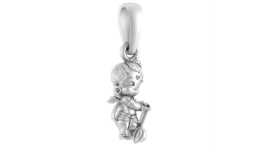 God Hanuman Pure Silver 92.5% purity Chain pendant by Akshat Sapphire (Pendant with Curb Chain-22 inches)