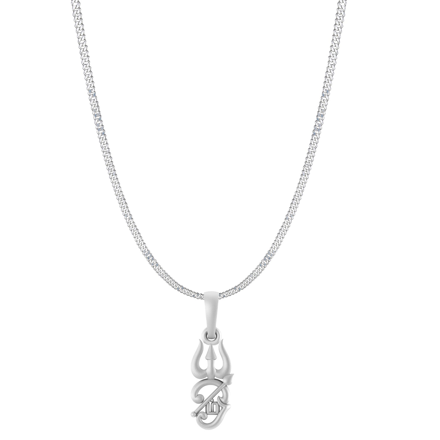 Spiritual Tamil OM Pure Silver 92.5% purity Chain pendant by Akshat Sapphire for Men & Women (Pendant with Curb Chain-22 inches)