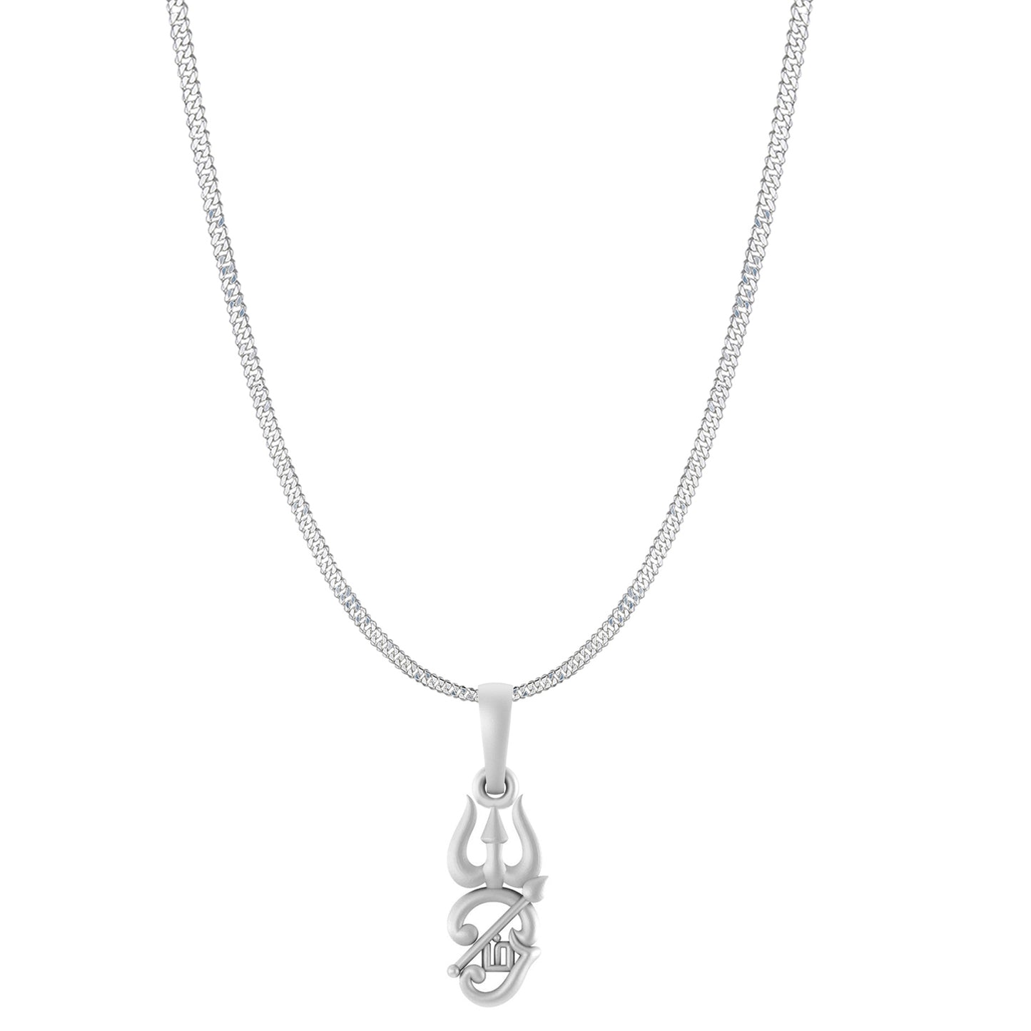 Spiritual Tamil OM Pure Silver 92.5% purity Chain pendant by for Men & Women (Pendant with Curb Chain-22 inches)