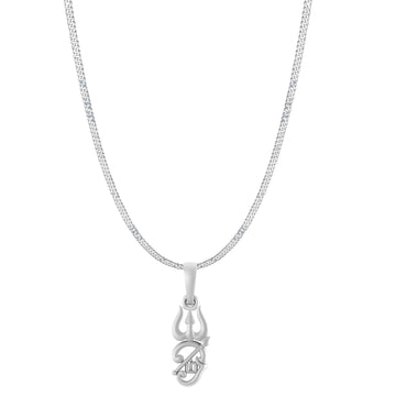 Spiritual Tamil OM Pure Silver 92.5% purity Chain pendant by Akshat Sapphire for Men & Women (Pendant with Curb Chain-22 inches)