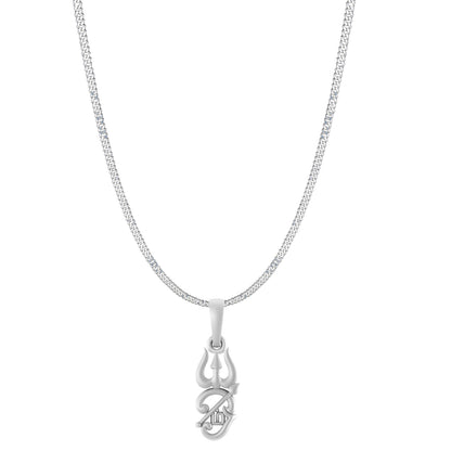 Spiritual Tamil OM Pure Silver 92.5% purity Chain pendant by for Men & Women (Pendant with Curb Chain-22 inches)