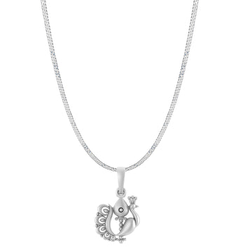 God Kartikeya Pure Silver 92.5% purity Chain pendant by Akshat Sapphire Murugan Pendant (Pendant with Curb Chain-22 inches)