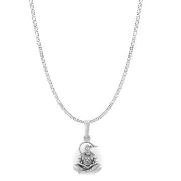 God Hanuman Pure Silver 92.5% purity Chain pendant by Akshat Sapphire (Pendant with Curb Chain-22 inches)