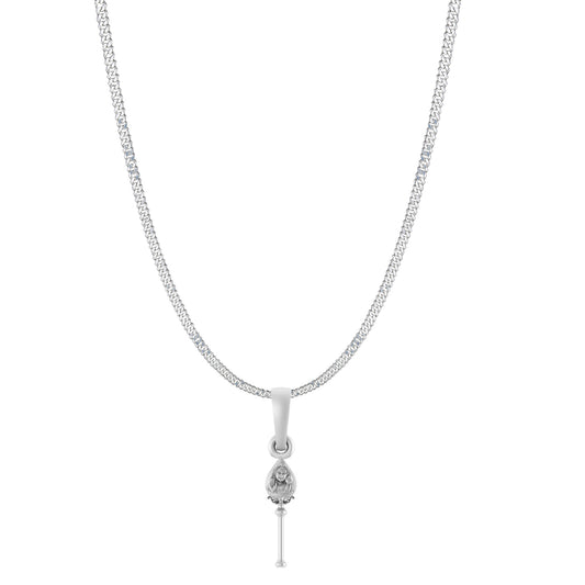 Sterling Silver 92.5 Karikeya Vel Pandel Chain Pendant with Curb Chain 22 Inches for Men by Akshat Sapphire MPSC7374