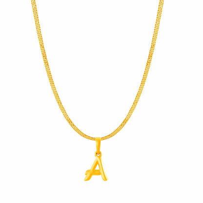 22KT Gold Plated Pure Silver (92.5% purity) precious Name alphabet chain pendant (Locket with Curb chain- 22 Inches)