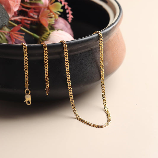 22KT Gold Plated Pure Silver (92.5% purity) precious Name alphabet chain pendant (Locket with Curb chain- 22 Inches)