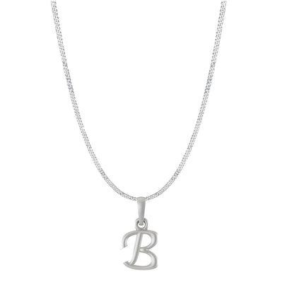 Akshat Sapphire Sterling Silver (92.5% purity) precious Name alphabet chain pendant (Pendnat with Curb chain- 22 Inches) pure silver designer alphabet chain locket
