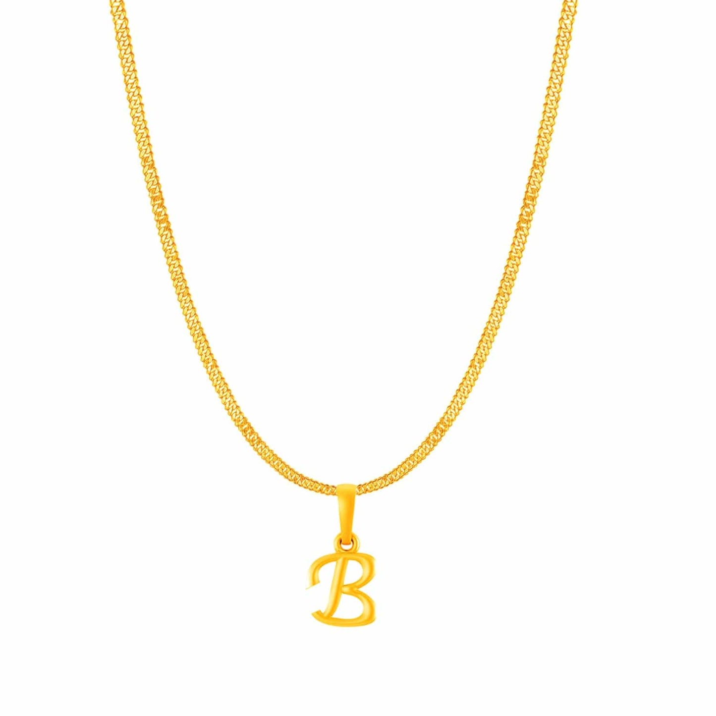 22KT Gold Plated Pure Silver (92.5% purity) precious Name alphabet chain pendant (Locket with Curb chain- 22 Inches)