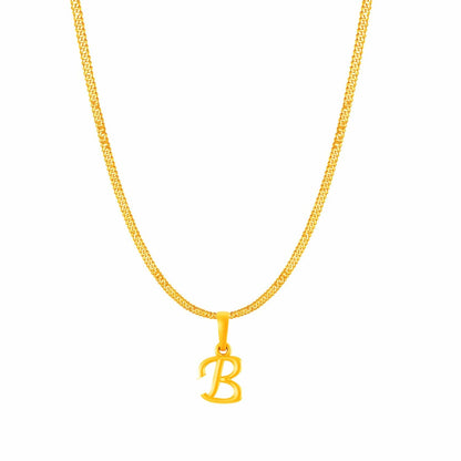 22KT Gold Plated Pure Silver (92.5% purity) precious Name alphabet chain pendant (Locket with Curb chain- 22 Inches)