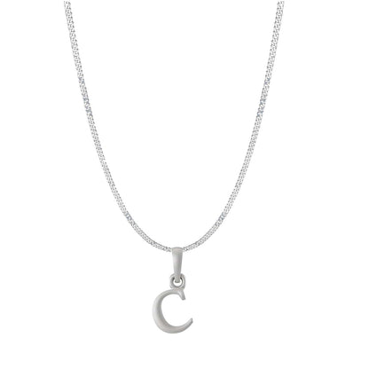 Akshat Sapphire Sterling Silver (92.5% purity) precious Name alphabet chain pendant (Pendnat with Curb chain- 22 Inches) pure silver designer alphabet chain locket