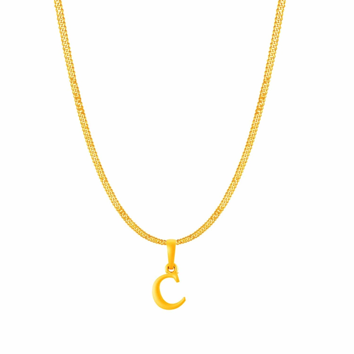 22KT Gold Plated Pure Silver (92.5% purity) precious Name alphabet chain pendant (Locket with Curb chain- 22 Inches)