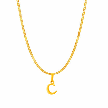 22KT Gold Plated Pure Silver (92.5% purity) precious Name alphabet chain pendant (Locket with Curb chain- 22 Inches)