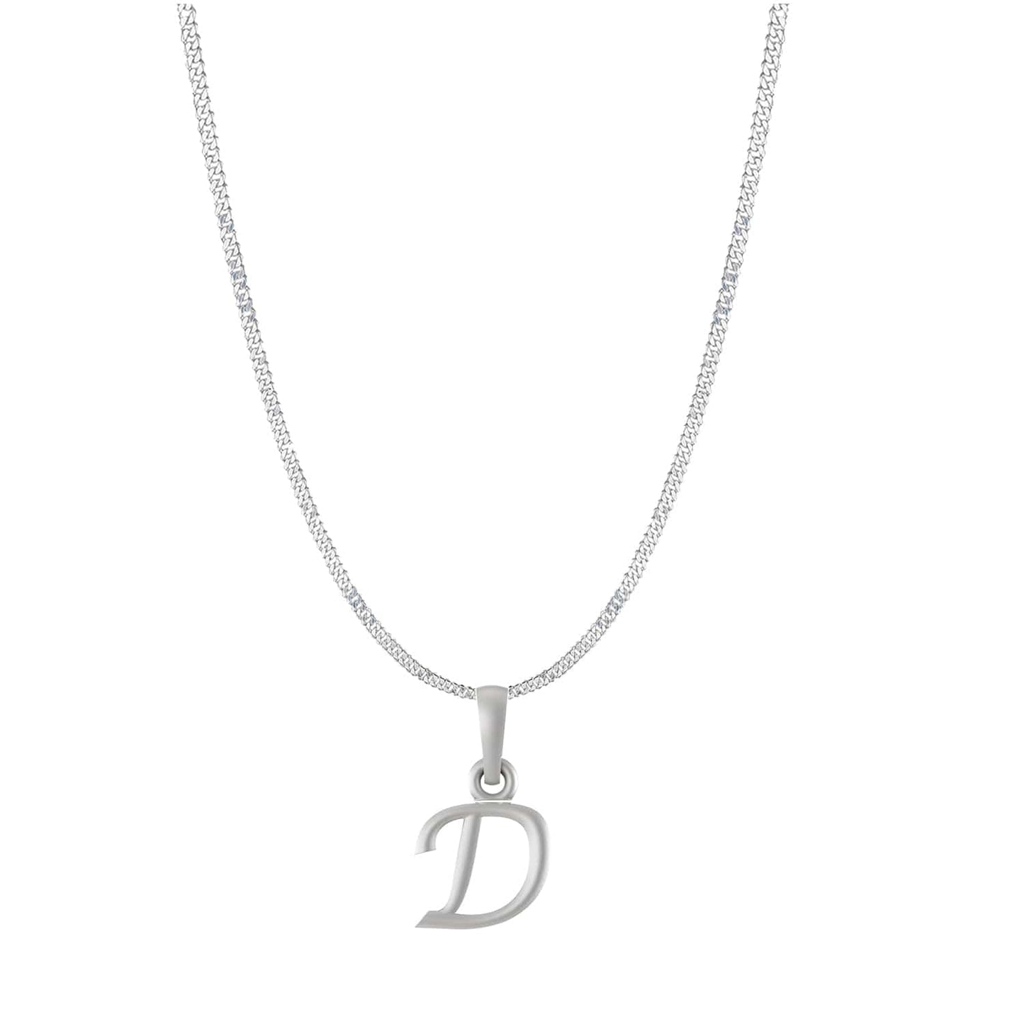 Akshat Sapphire Sterling Silver (92.5% purity) precious Name alphabet chain pendant (Pendnat with Curb chain- 22 Inches) pure silver designer alphabet chain locket