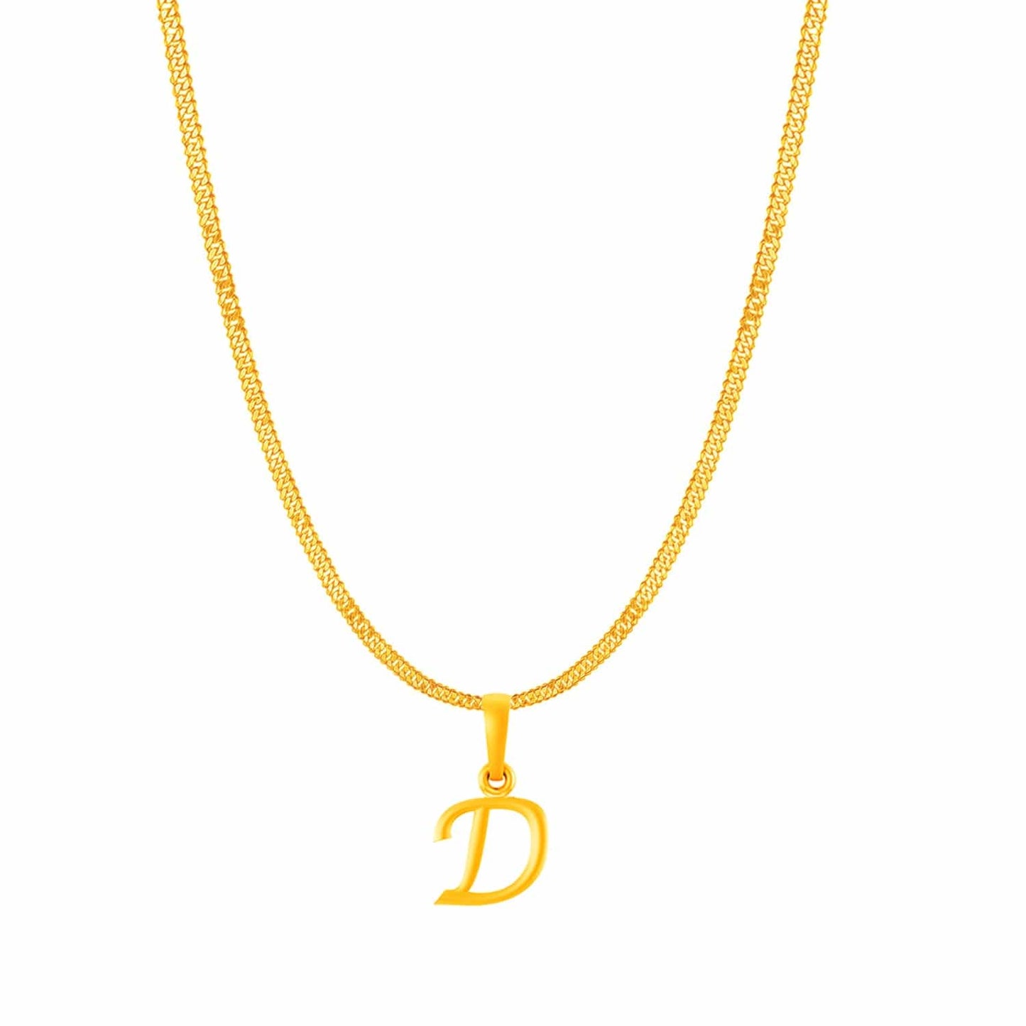 22KT Gold Plated Pure Silver (92.5% purity) precious Name alphabet chain pendant (Locket with Curb chain- 22 Inches)