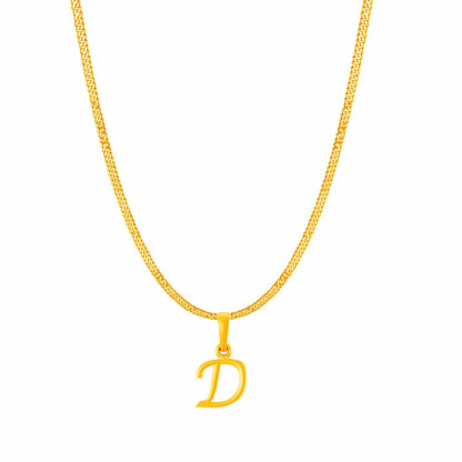 22KT Gold Plated Pure Silver (92.5% purity) precious Name alphabet chain pendant (Locket with Curb chain- 22 Inches)