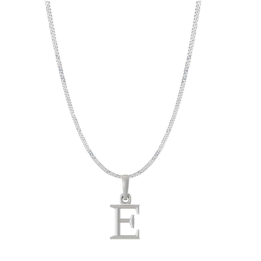 Akshat Sapphire Sterling Silver (92.5% purity) precious Name alphabet chain pendant (Pendnat with Curb chain- 22 Inches) pure silver designer alphabet chain locket
