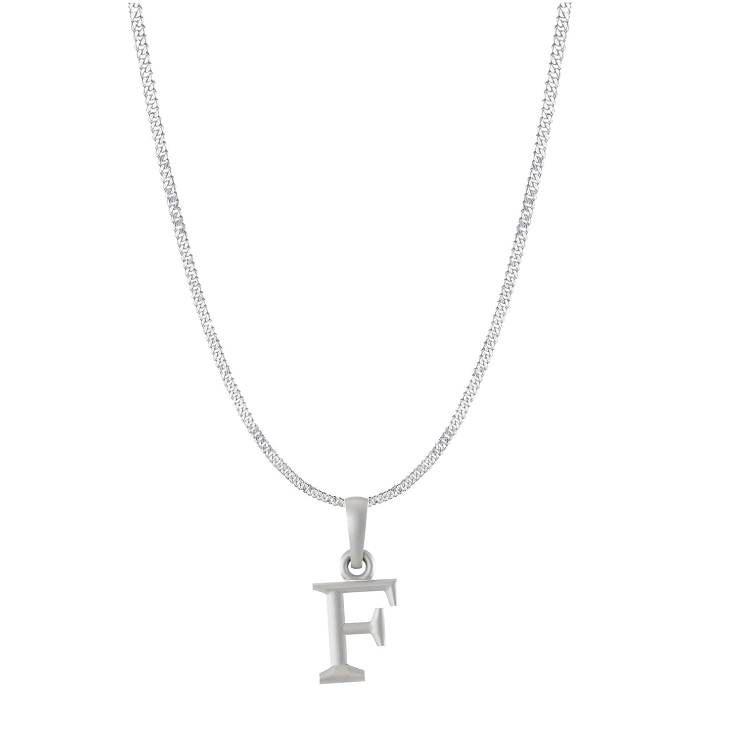 Akshat Sapphire Sterling Silver (92.5% purity) precious Name alphabet chain pendant (Pendnat with Curb chain- 22 Inches) pure silver designer alphabet chain locket