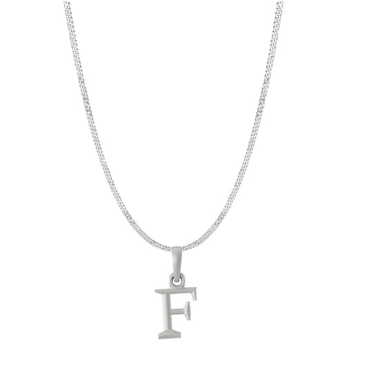 Akshat Sapphire Sterling Silver (92.5% purity) precious Name alphabet chain pendant (Pendnat with Curb chain- 22 Inches) pure silver designer alphabet chain locket
