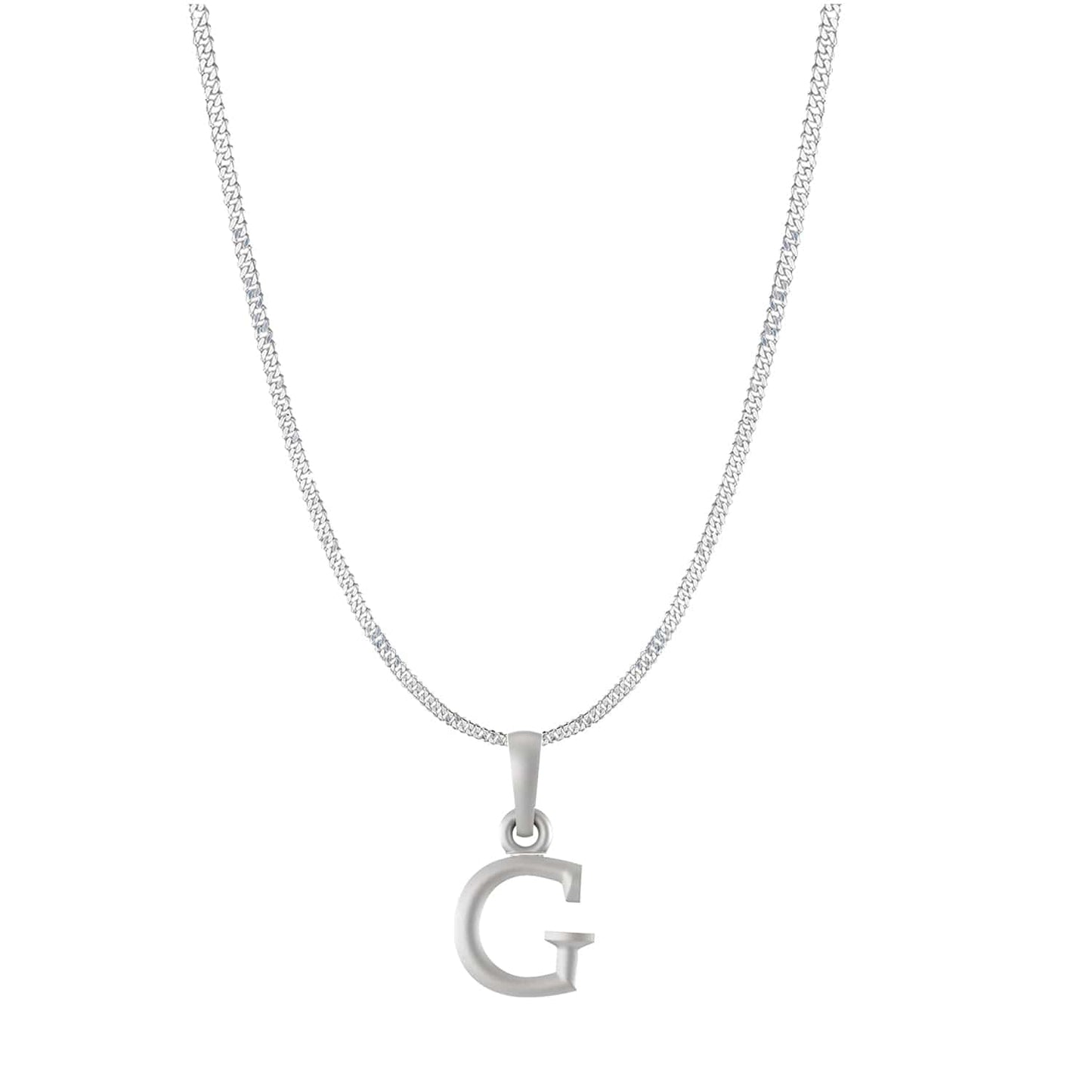 Akshat Sapphire Sterling Silver (92.5% purity) precious Name alphabet chain pendant (Pendnat with Curb chain- 22 Inches) pure silver designer alphabet chain locket