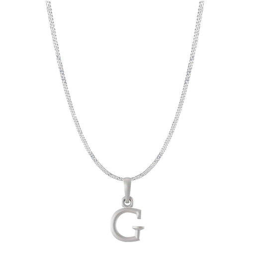 Akshat Sapphire Sterling Silver (92.5% purity) precious Name alphabet chain pendant (Pendnat with Curb chain- 22 Inches) pure silver designer alphabet chain locket