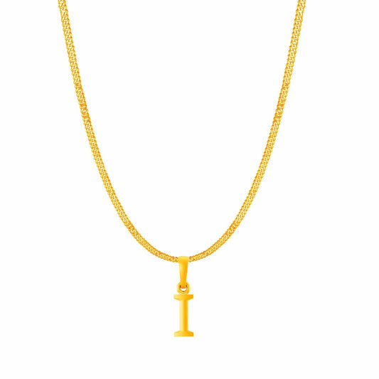 22KT Gold Plated Pure Silver (92.5% purity) precious Name alphabet chain pendant (Locket with Curb chain- 22 Inches)