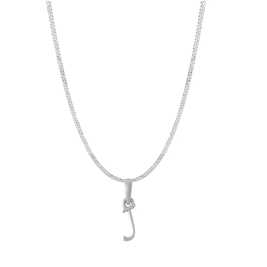 Akshat Sapphire Sterling Silver (92.5% purity) precious Name alphabet chain pendant (Pendnat with Curb chain- 22 Inches) pure silver designer alphabet chain locket