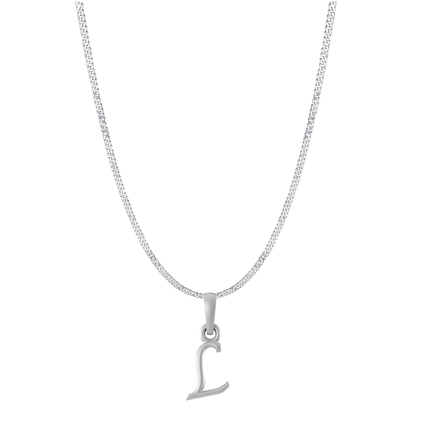 Akshat Sapphire Sterling Silver (92.5% purity) precious Name alphabet chain pendant (Pendnat with Curb chain- 22 Inches) pure silver designer alphabet chain locket