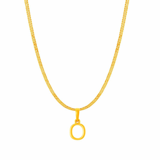 22KT Gold Plated Pure Silver (92.5% purity) precious Name alphabet chain pendant (Locket with Curb chain- 22 Inches)