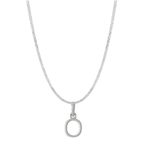 Akshat Sapphire Sterling Silver (92.5% purity) precious Name alphabet chain pendant (Pendnat with Curb chain- 22 Inches) pure silver designer alphabet chain locket