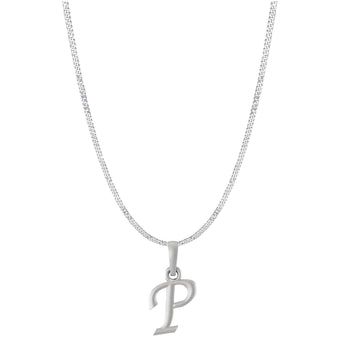 Akshat Sapphire Sterling Silver (92.5% purity) precious Name alphabet chain pendant (Pendnat with Curb chain- 22 Inches) pure silver designer alphabet chain locket