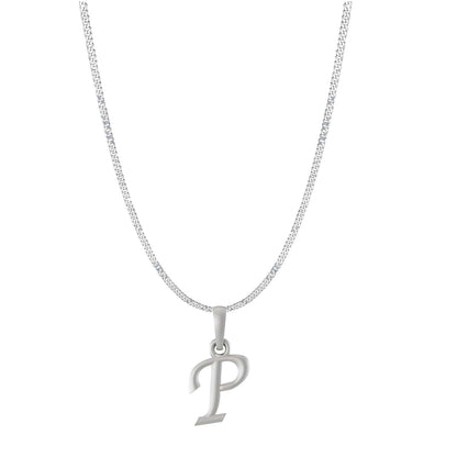 Sterling Silver (92.5% purity) precious Name alphabet chain pendant (Pendnat with Curb chain- 22 Inches) pure silver designer alphabet chain locket