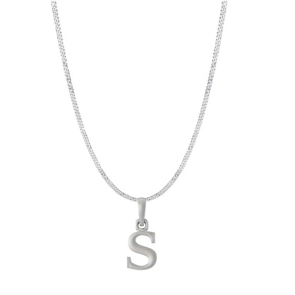 Akshat Sapphire Sterling Silver (92.5% purity) precious Name alphabet chain pendant (Pendnat with Curb chain- 22 Inches) pure silver designer alphabet chain locket