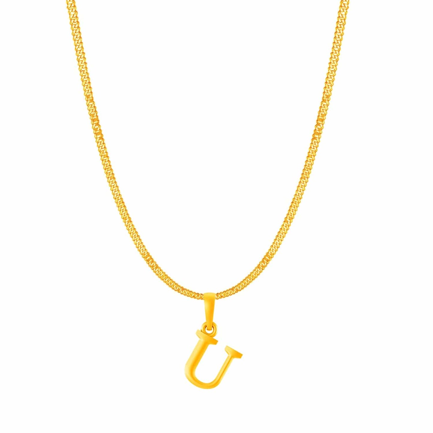 22KT Gold Plated Pure Silver (92.5% purity) precious Name alphabet chain pendant (Locket with Curb chain- 22 Inches)