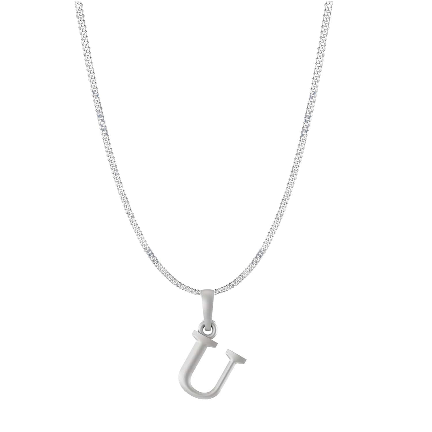 Akshat Sapphire Sterling Silver (92.5% purity) precious Name alphabet chain pendant (Pendnat with Curb chain- 22 Inches) pure silver designer alphabet chain locket