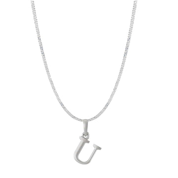 Akshat Sapphire Sterling Silver (92.5% purity) precious Name alphabet chain pendant (Pendnat with Curb chain- 22 Inches) pure silver designer alphabet chain locket
